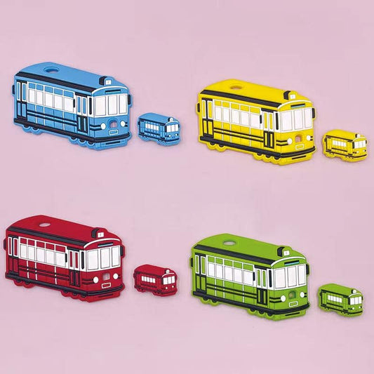 Silicone Focal Beads Mini Cute Bus Train in Solid Color