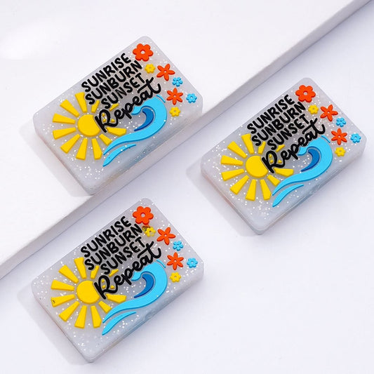 Sunrise Sunburn Sunset Repeat Glitter Silicone Focal Beads