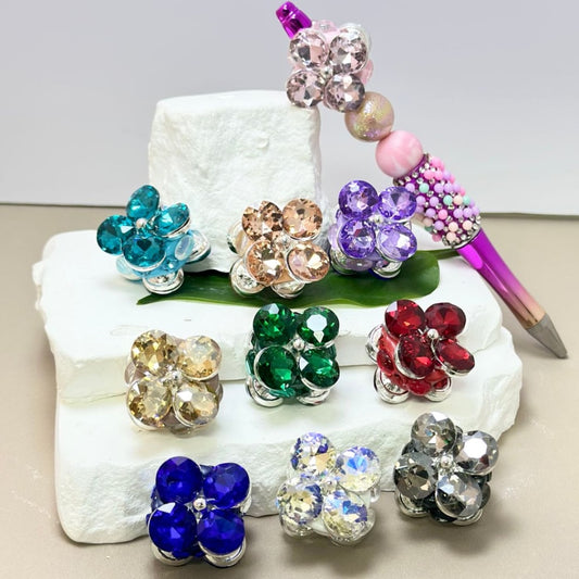 Exquisite Silver Alloy Flower with Colorful Shiny Rhinestones Oval Pearls Clay Beads, 24MM