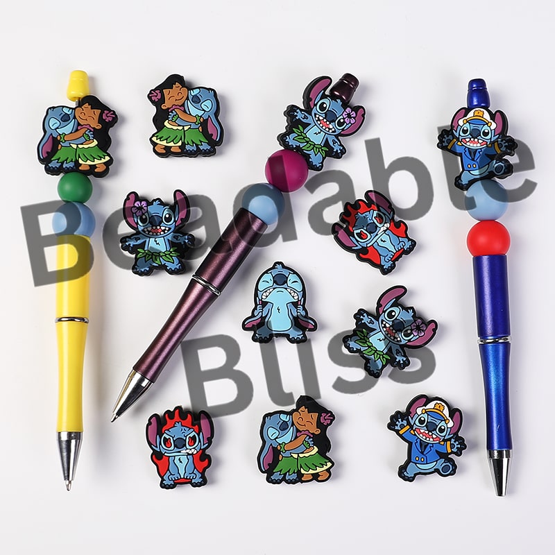 Silicone Focal Beads Lovely Blue Monster Character Series