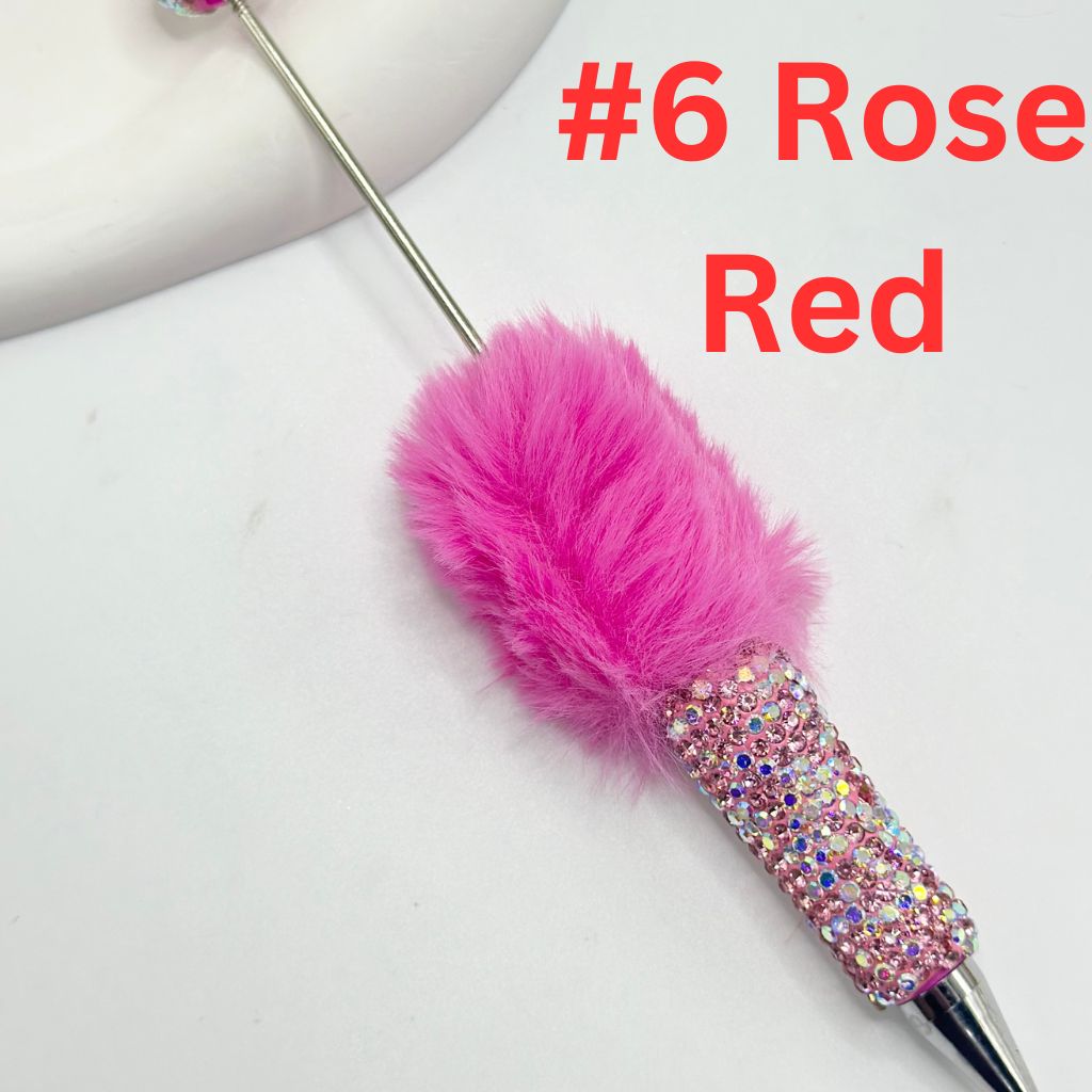 Pom Pom Beadable Pens with Clay Rhinestones Covered the Entire Pen