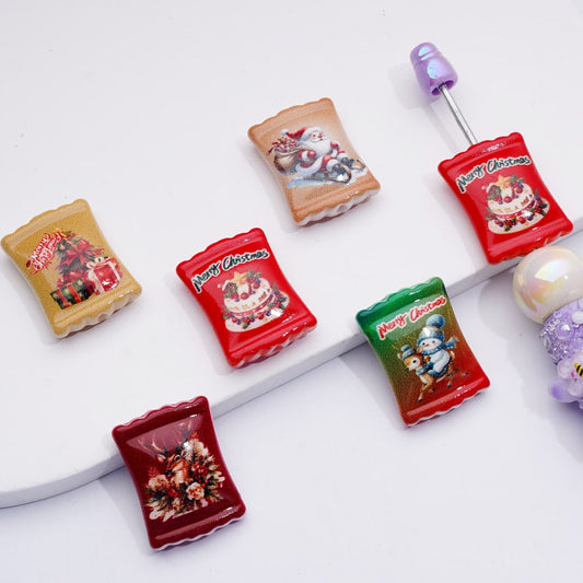 Christmas Series Candy Bag Acrylic Beads, 26*20MM, Random Mix