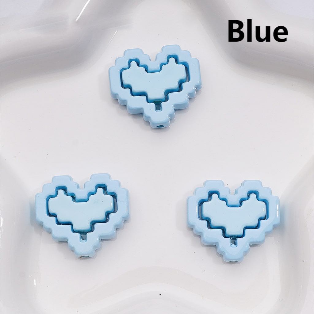 Cute Hearts & Hearts Frame Puzzle Set Acrylic Beads, 30*26MM (1pcs heart+1pcs heart frame is 1set, 20pcs is 10Sets, Single Color is available for 200sets(Whole bag))