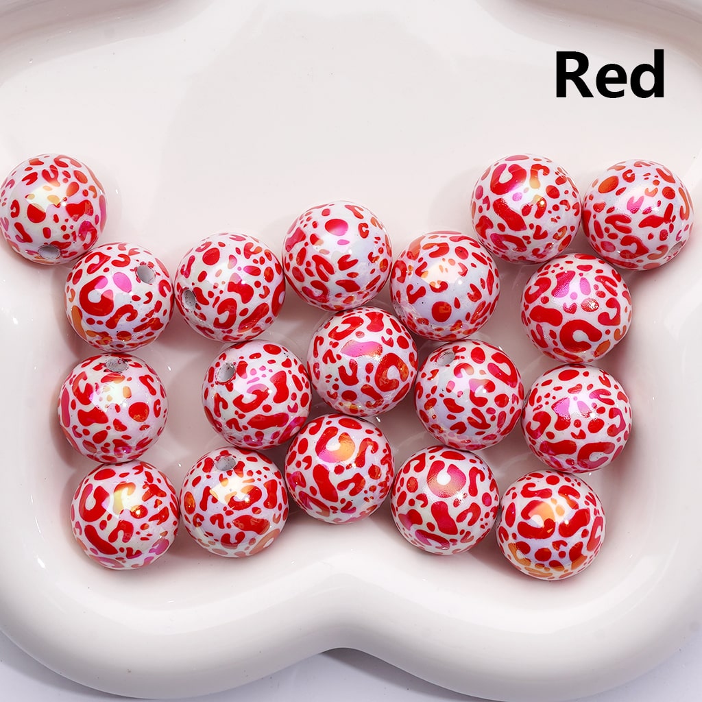Acrylic Beads UV Coating Leopard Prints Multi-Color, Round 16MM (Single Color is available for 200pcs(Whole Bag))