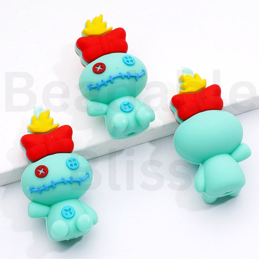 3D Cute Scrum with Yellow Crown Red Bowknot Disney Silicone Focal Beads