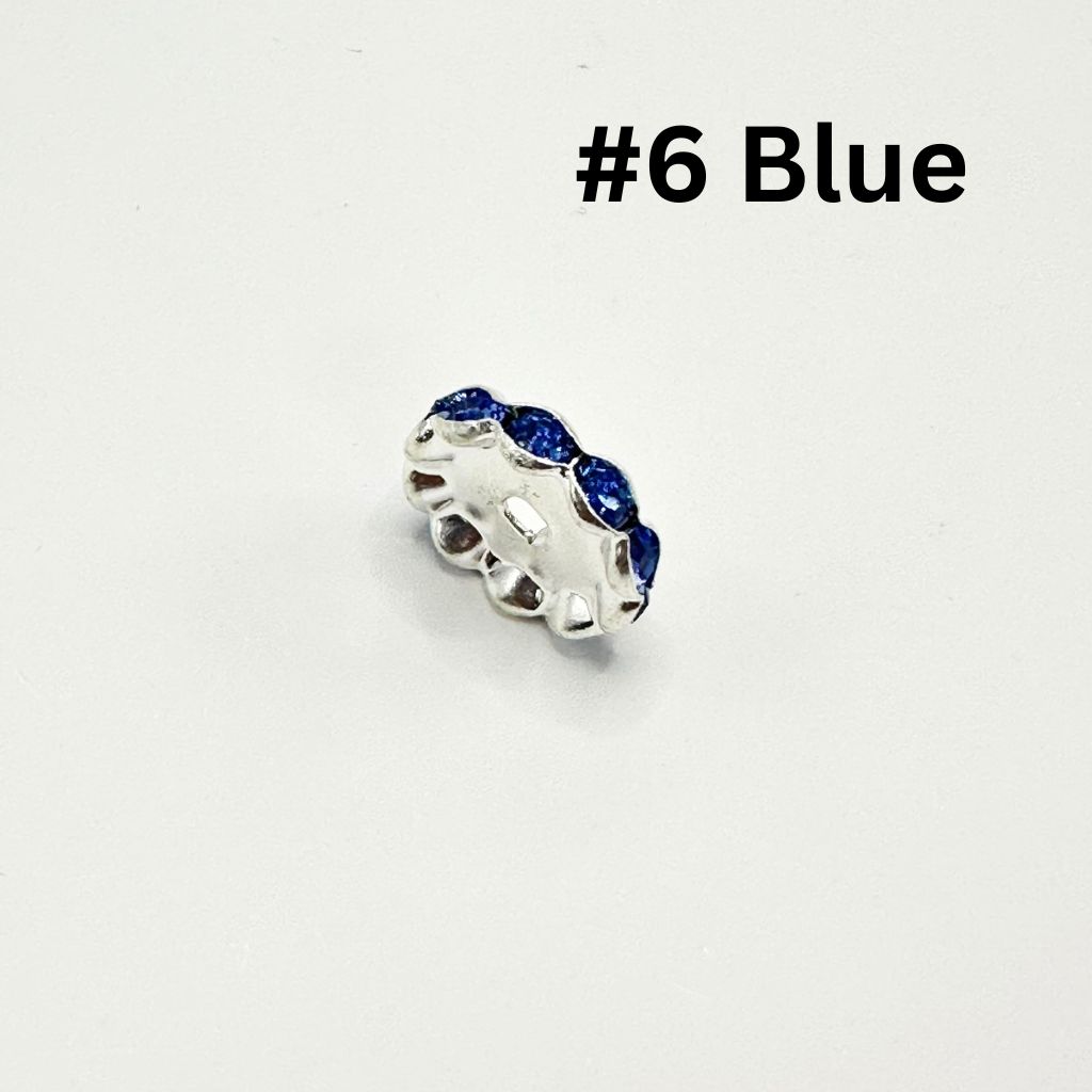Metal Wave Shape Spacers with Rhinestones in Solid Colors, 15mm