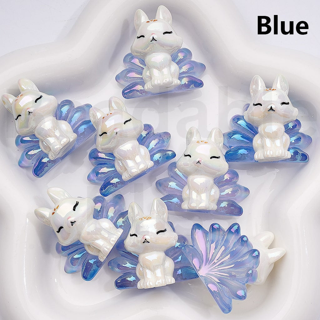 UV Coating Cute Nine-taile Fo Acrylic Beads, 35*30MM