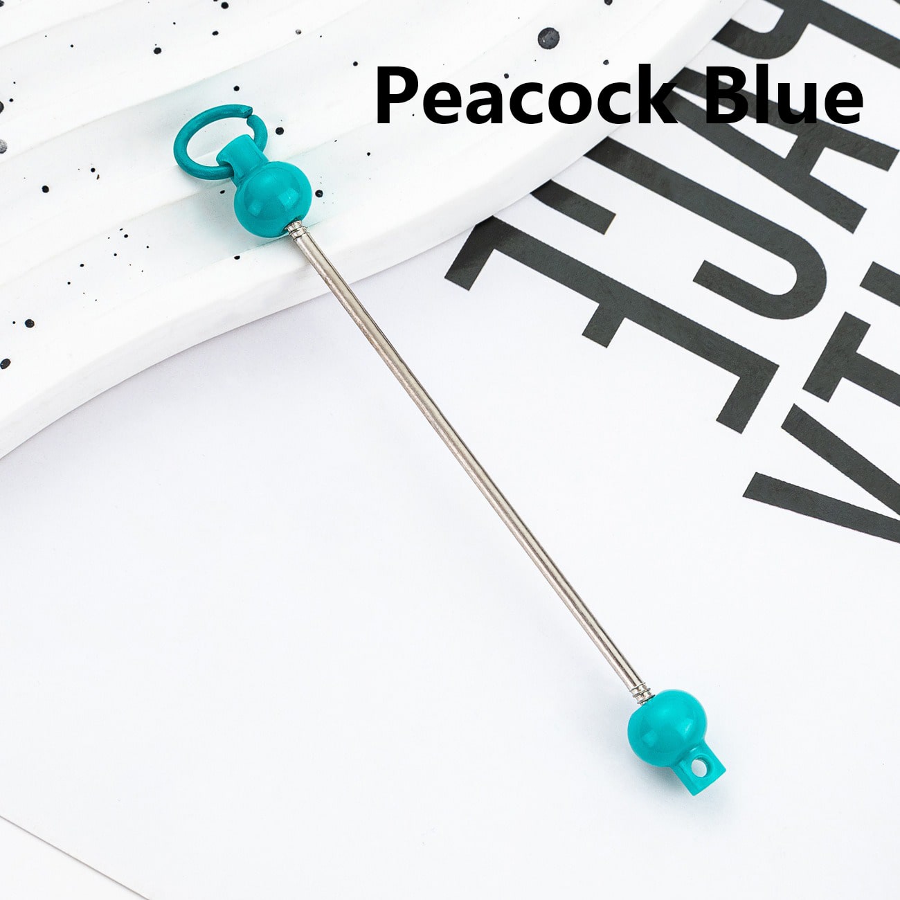 キーホルダーやアクセサリー用のDIYプラスチックビーズバー（単色）、90MM（スティックの素材は金属）