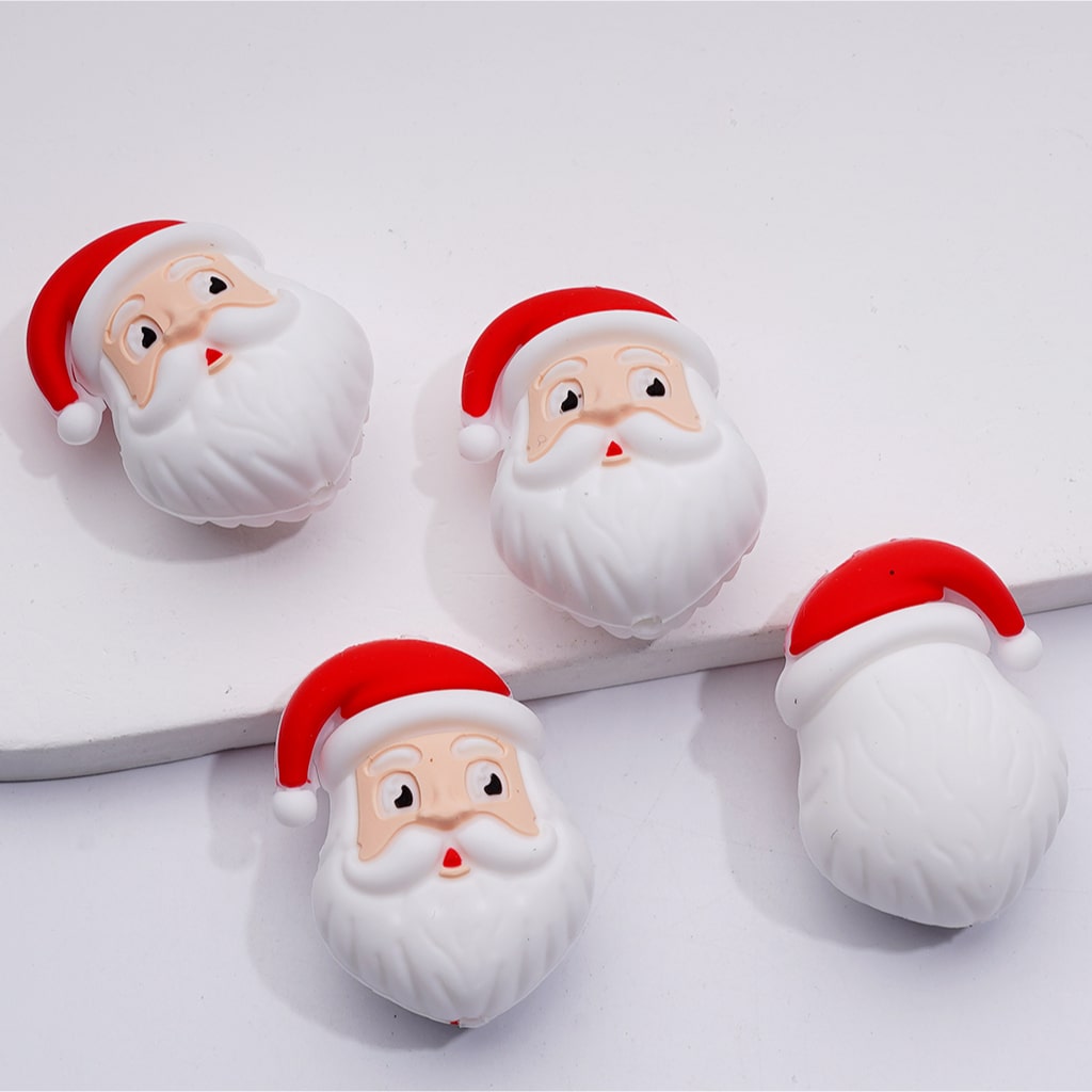 3D Christmas Series Cute Penguin Gingerbread Father Christmas's Head Tree Snowman Silicone Focal Beads