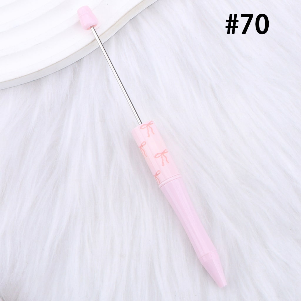 DIY Beadable Pen with Cute Bowknots Hearts, Pink Color Series, 147MM