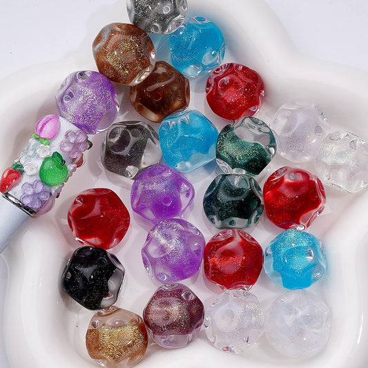 Multi-Color Shiny Glitter Meteorolite Shape Acrylic Beads, Around 20MM, Random Mix