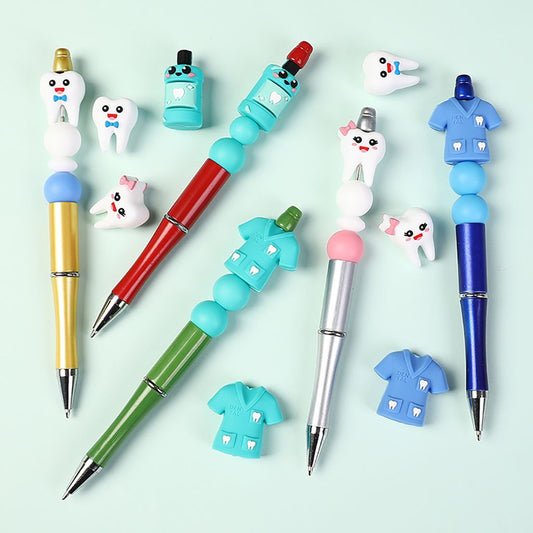 Silicone Focal Beads 3D Dental Series, Dentist Uniform and Mouthwash and Teeth