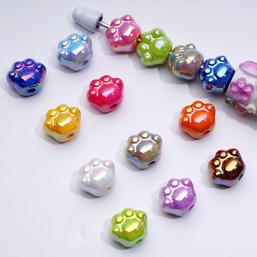 UV Coating Glossy Paw Claw Acrylic Beads, Around 15*13MM, Random Mix
