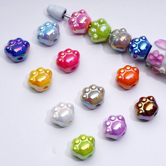 UV Coating Glossy Paw Claw Acrylic Beads, Around 15*13MM, Random Mix