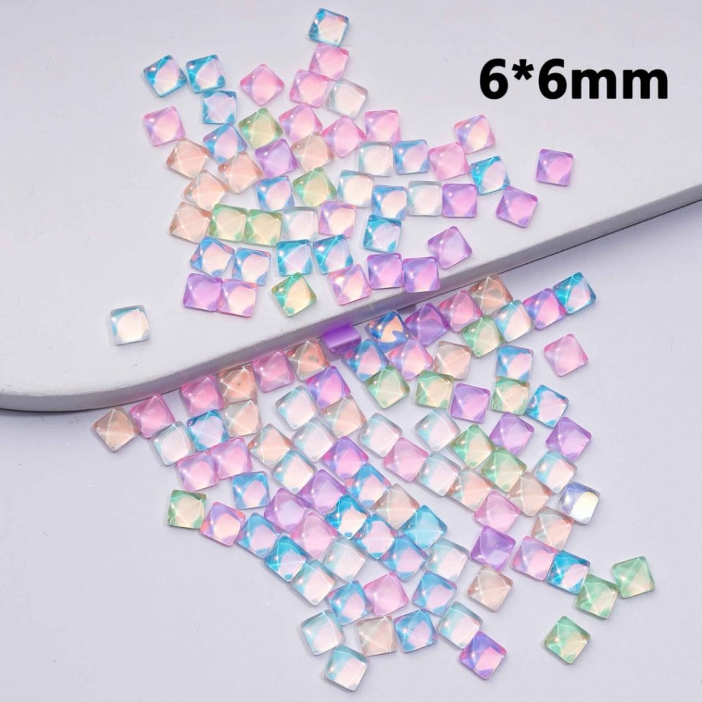 DIY Mini Cute Shiny Multi-Color Square Rhinestones Charms for Jewelry Accessories Rhinestones Adding, Around 6*6MM