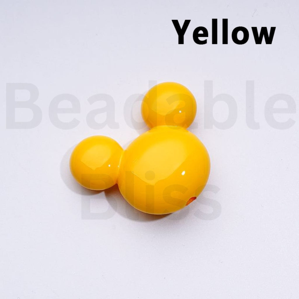 Vivid Cute Solid Color Disne Micke Minni Mouse Head Acrylic Beads, Around 32*27*12MM