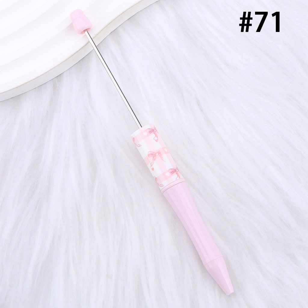 DIY Beadable Pen with Cute Bowknots Hearts, Pink Color Series, 147MM