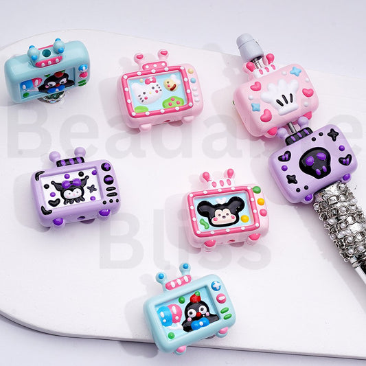 Cute Hand Painted Hell Kitt Kurom Micke Television Acrylic Beads Mix, 30*28MM