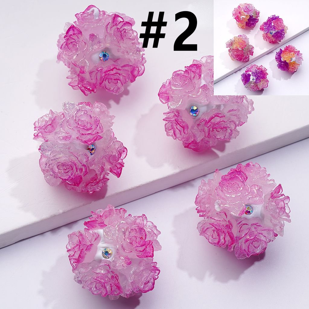 Color Changing Cute Glitter Soft Flowers AB Rhinestones Round Clay Beads, Around 24MM