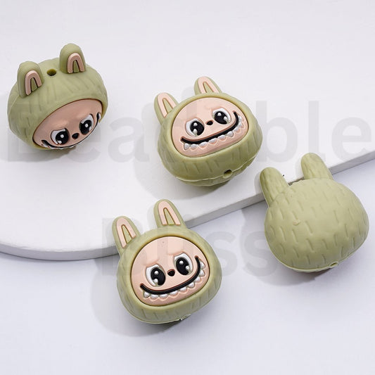 3D Large Cute Vivid Labub Head Pop Mar Silicone Focal Beads