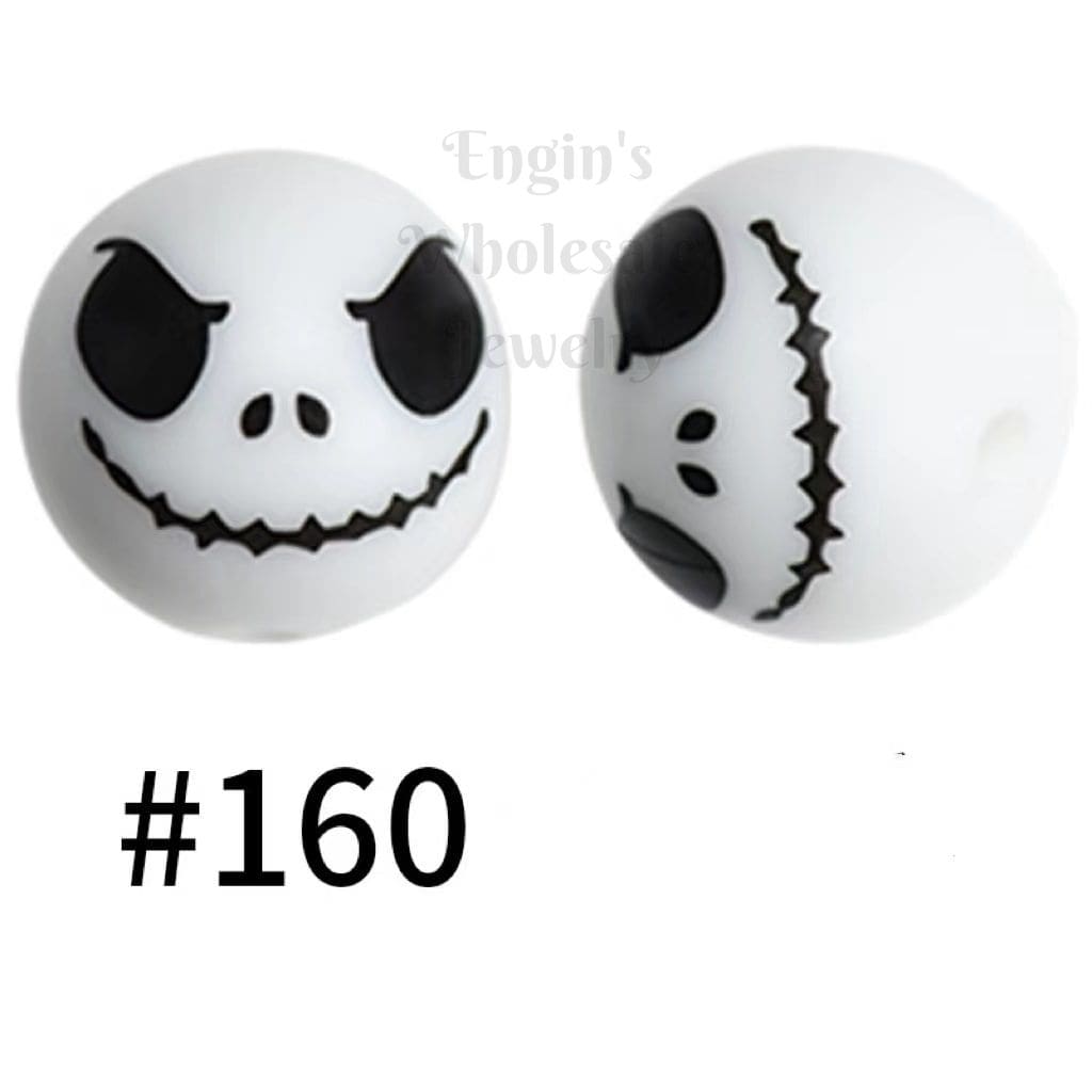 Jack Halloween Printed Silicone Beads Number 160
