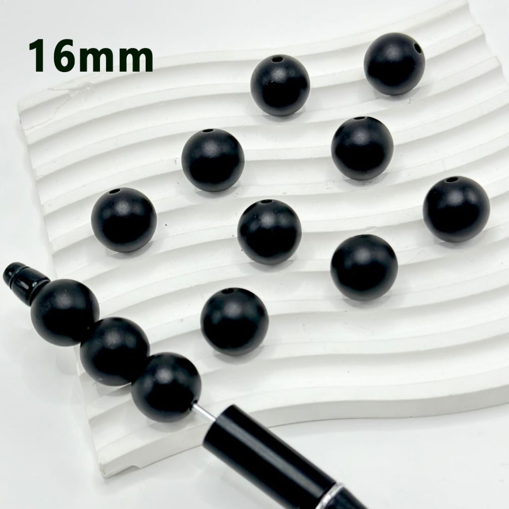 ゴールドシルバーブラックホワイトマットカラーラウンドアクリルビーズ、16MM