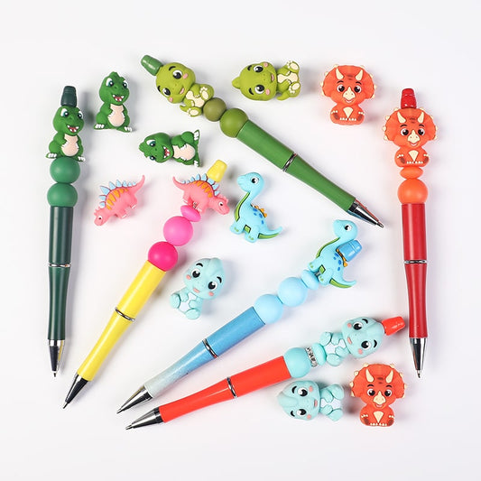 Silicone Focal Beads 3D Cute Baby Dinosaur Series in Assorted Colors