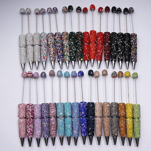 Beadable Clay Pens with Multi-Color & AB Rhinestones Covered the Entire Pen