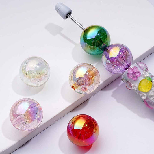Semi Clear Acrylic Beads with Bubbles, Glossy UV Finish 20mm Random Mix, Please Read the Description