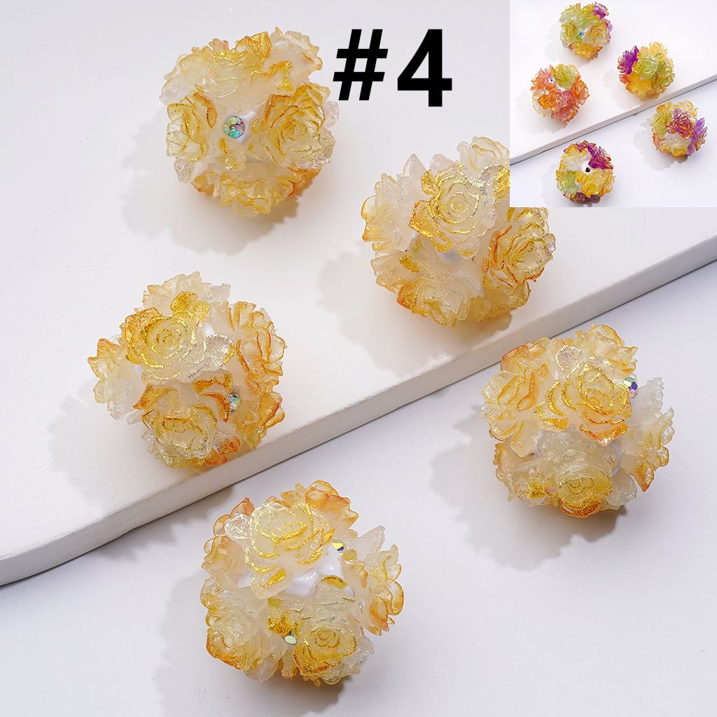 Color Changing Cute Glitter Soft Flowers AB Rhinestones Round Clay Beads, Around 24MM