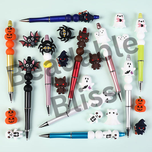Silicone Focal Beads 3D Skeleton Ghost Halloween White Series