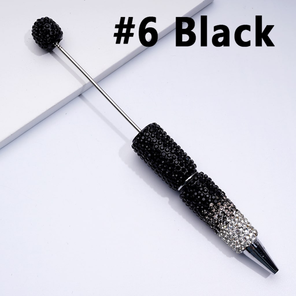 Ombre Color Beadable Clay Pens with Shiny Rhinestones Covered the Entire Pen