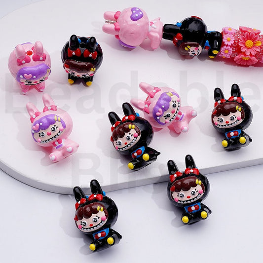 Cute Vivid Hand Painted L-B-B Monster Pop Mar Acrylic Beads, Around 32*21MM
