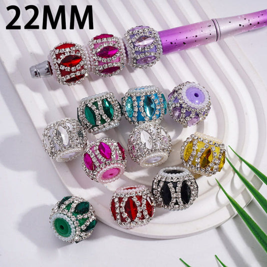 Acrylic Beads with Marquise Cut Rhinestones, Clear Rhinestone and White Pearl Chains, 22MM, Multi-Color