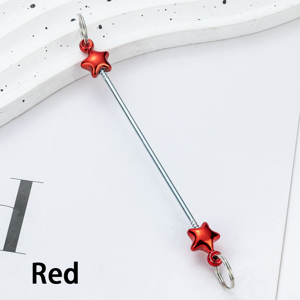 DIY Plastic Beadable Keychain Bars with Stars for Keychain Accessories in Metallic Colors, 10CM