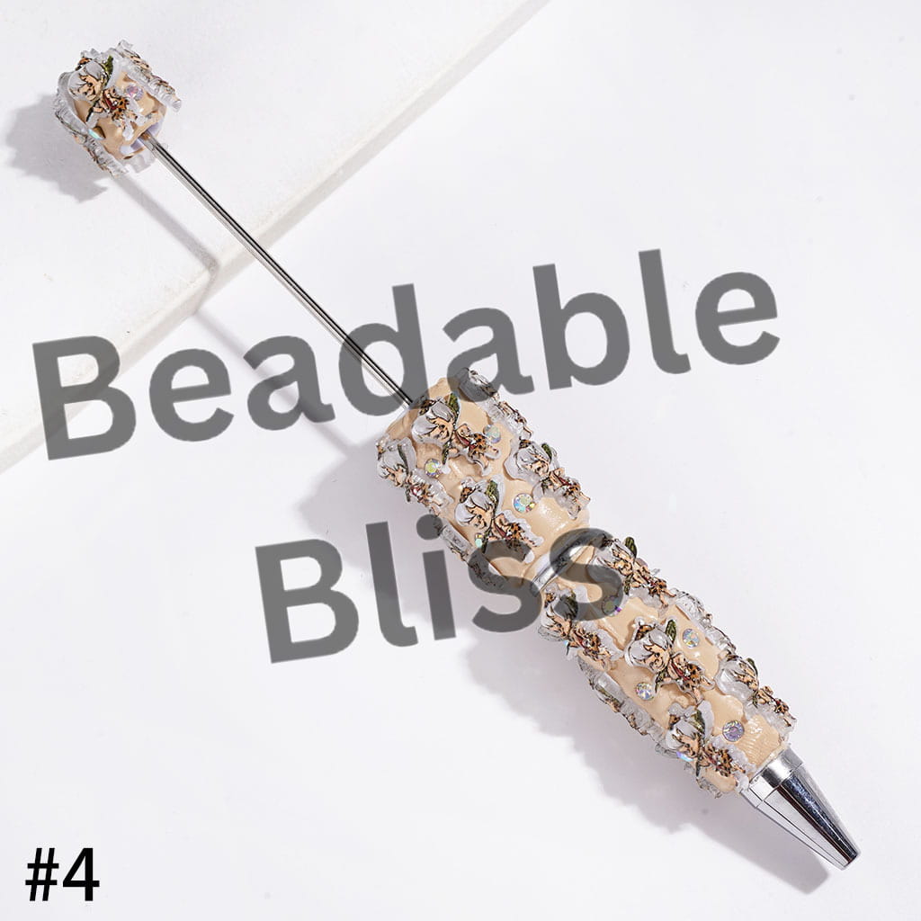 Beadable Clay Pens with Stone Age Funny Family and Neighbor, AB Rhinestones, Multi-Color