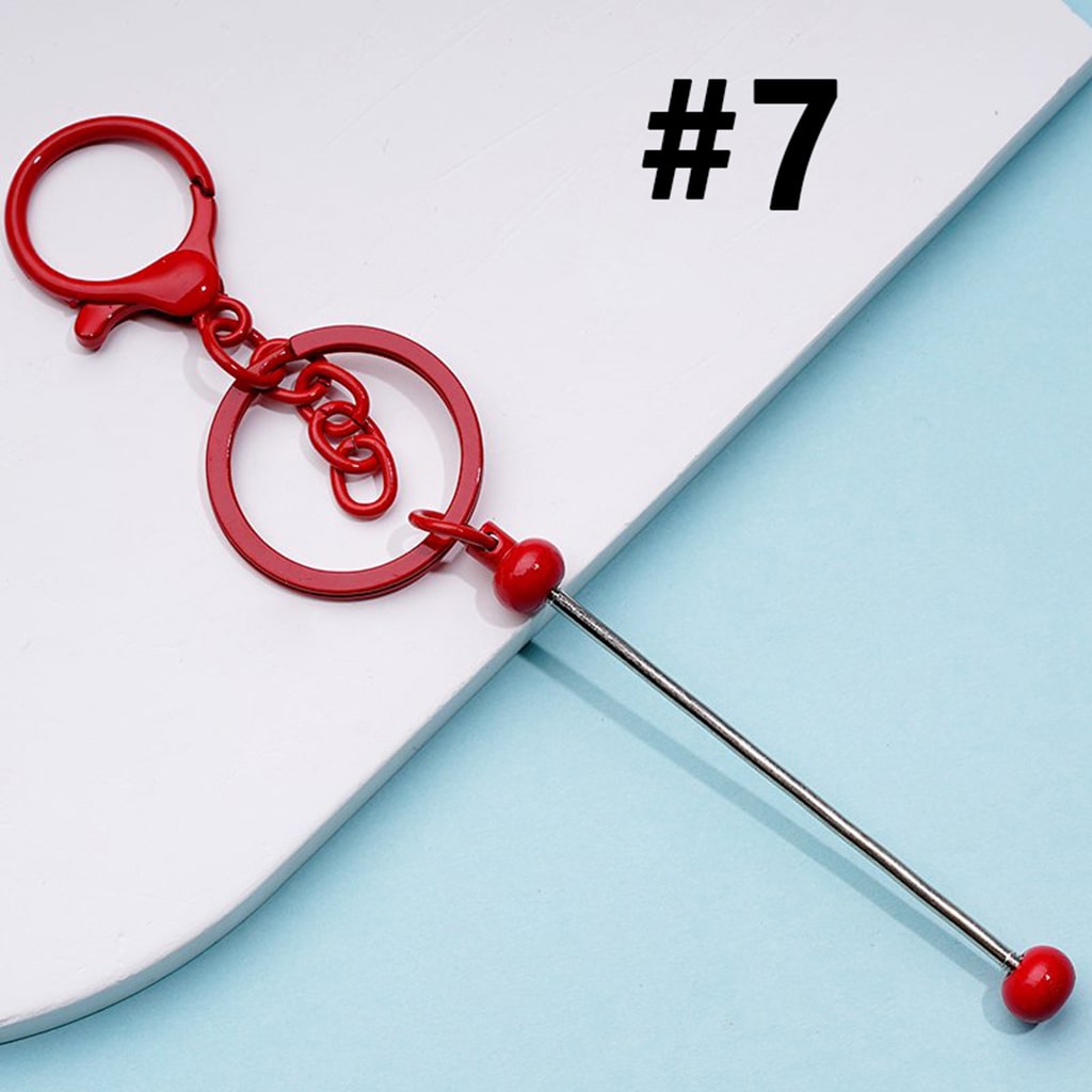 Metal Beadable Keychain with Bar and Lobster Clasp in Solid Colors