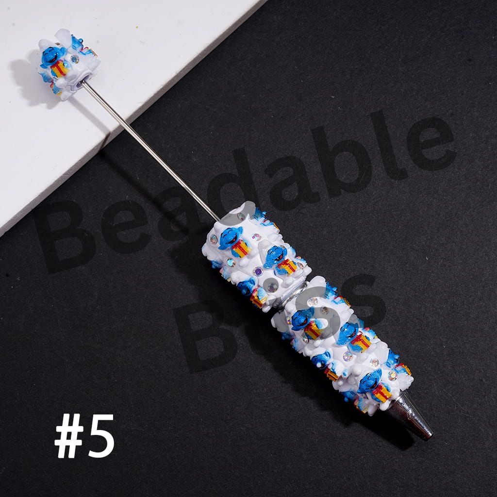 Beadable Clay Pens with Blue Elf Character Series & AB Rhinestones