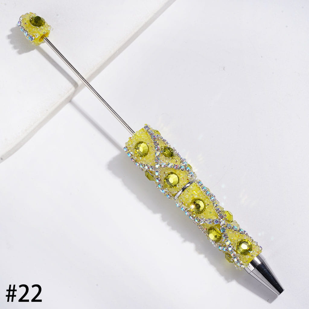 Handmade Beadable Sugar Pens with Multicolor Flat Back Rhinestones, "X" Shaped AB Rhinestone Chains & Clear Cone Shaped Rhinestones Covered the Entire Pens