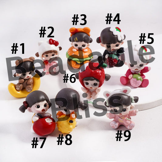 Acrylic Figures Cute Baby Girls Character Eat Fruit Series, Jewelry Accessories (No Hole)