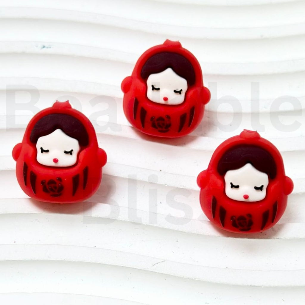 3D A Cute Baby in Red Swaddling Clothes Silicone Focal Beads