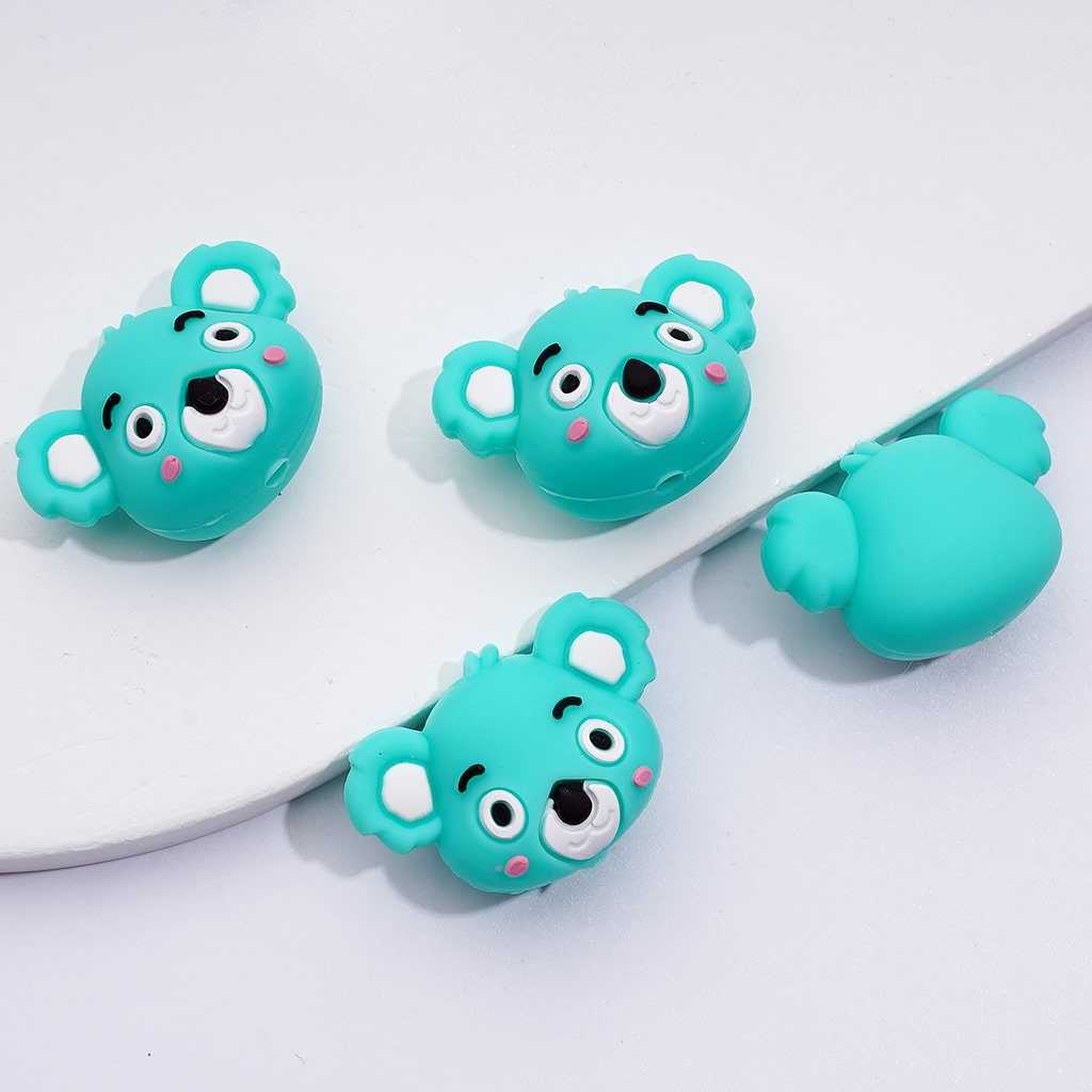 3D Cute Naughty Koala Head Silicone Focal Beads