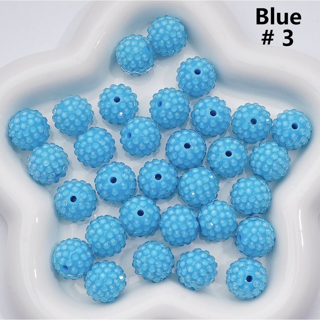 Clear Color Rhinestones Waxberry Ball Round Acrylic Beads, 16MM