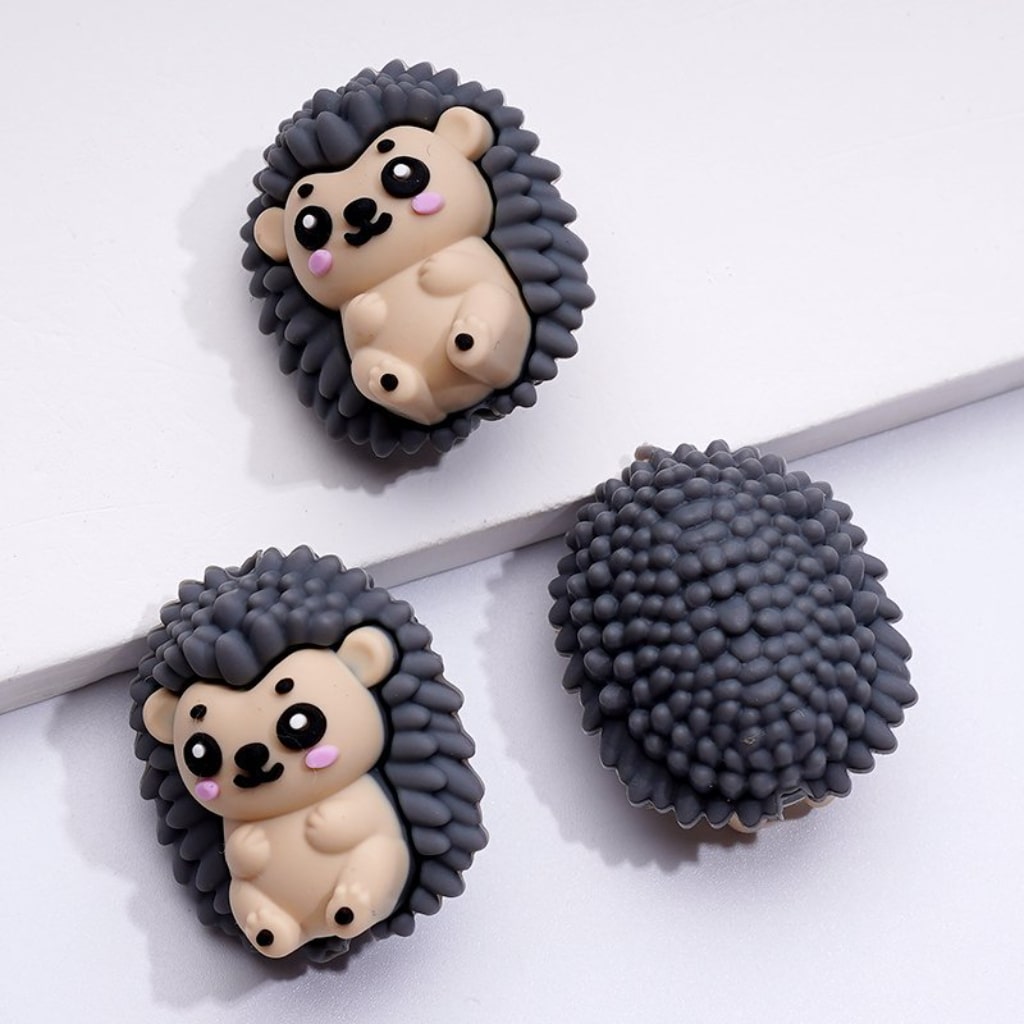 3D Little Cute Hedgehogs Silicone Focal Beads