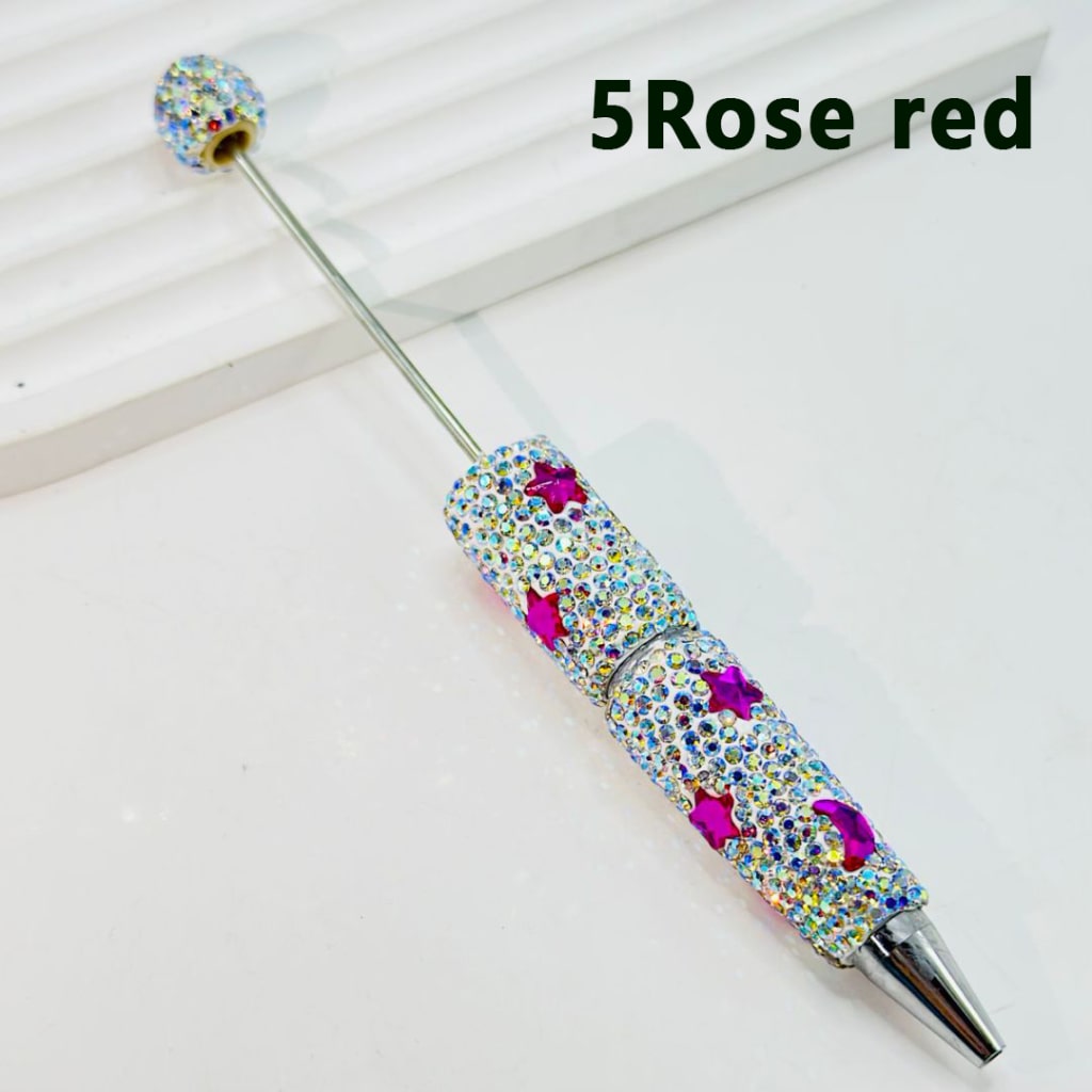 Beadable Clay Pens with AB Color & Colorful Star Moon Rhinestones Covered the Entire Pen