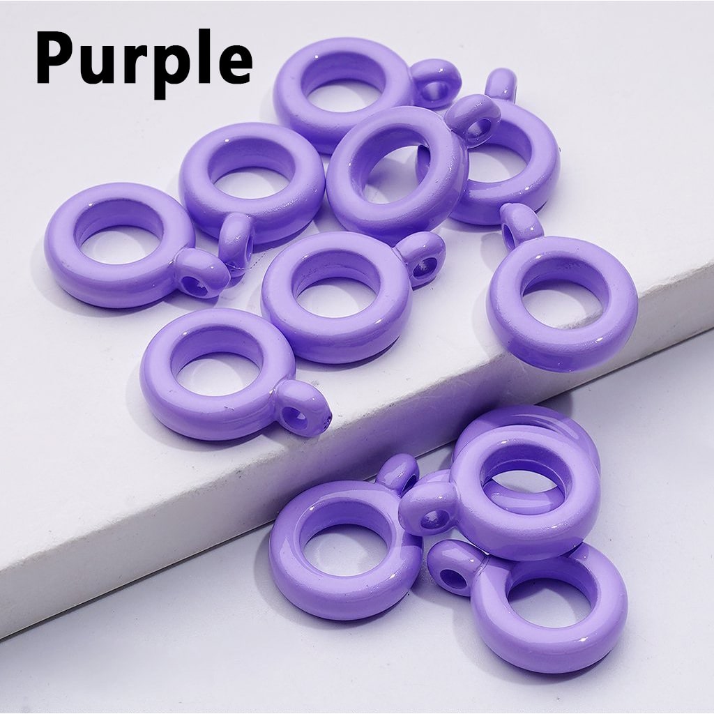 Solid Color Plastic Rings Loops with Mini Rings for Jewelry Accessories, 10MM