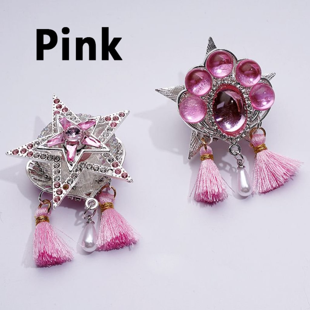 Delicate Fancy Silver Alloy Star Leaf with Clear &  Multi-Color Shiny Rhinestones Mini Bubble Balls Cute Tassel White Pearl Pendant Acrylic Beads, Around 46*64MM