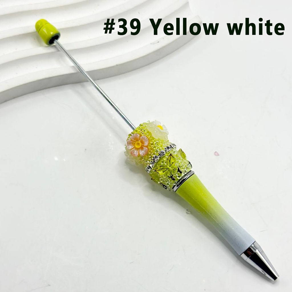 シュガーラップビーズペン（グラデーションカラー、樹脂製小花、蝶、透明ラインストーン付き）