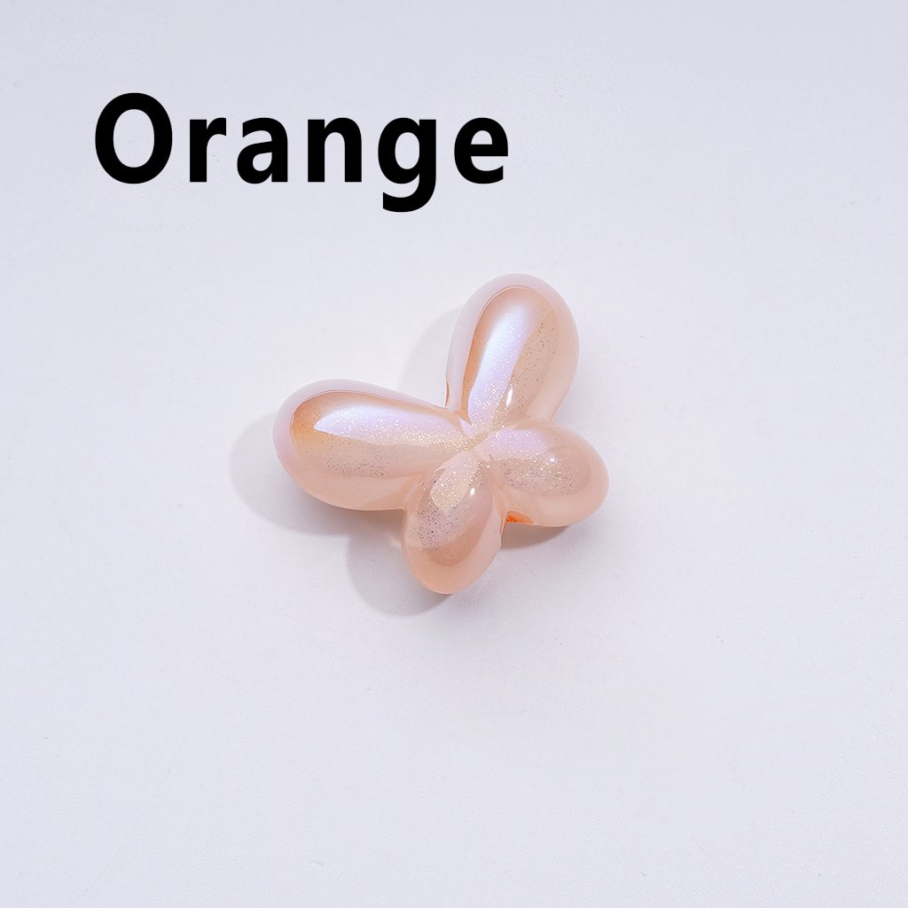 UV Coating Luminous Cute Glitter  Butterfly Bowknot Acrylic Beads, Around 25*19MM