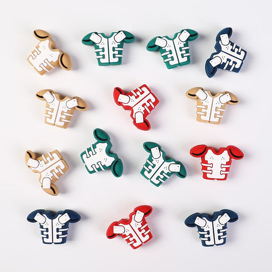 Silicone Focal Beads 3D American Football Pads Series, Multi-Color